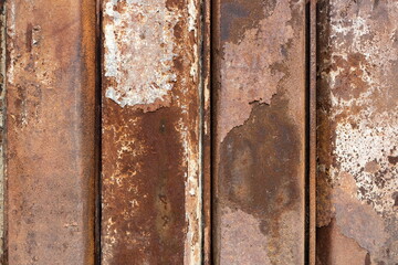 Rusty Metal Fence Wall Background.