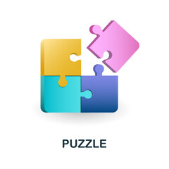 Puzzle icon. 3d illustration from table games collection. Creative Puzzle 3d icon for web design, templates, infographics and more