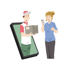 Illustration graphic of Courier Has Arrived . Perfect for banner, social media, etc.	