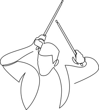 drummer playing drums, line art clip art preview
