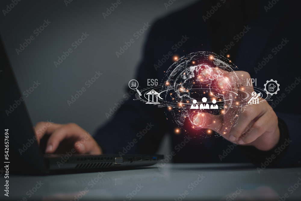 Aufkleber digital business planning online network. businessmen use computer digital online analytics technolo