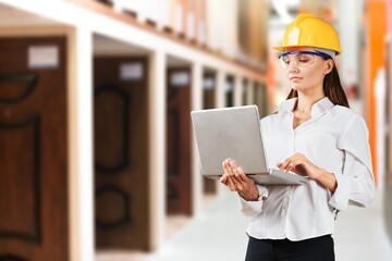 Young warehouse worker. Logistic concept.