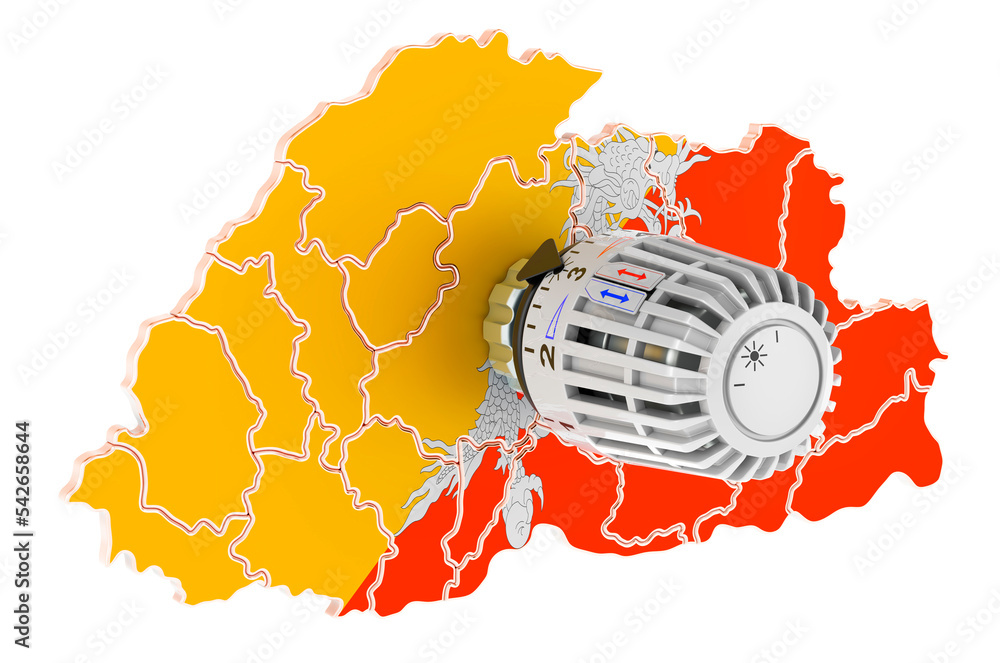 Poster saving heating consumption in bhutan, 3d rendering