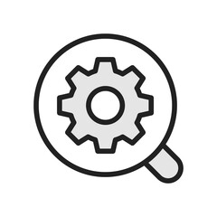 Search settings icon. High quality coloured vector illustration.