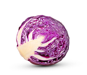 Half of Red cabbage on white background