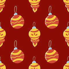 Cristmas seamless pattern with decorative balls. Perfect foe xmas background, wrapping paper, fabric print.