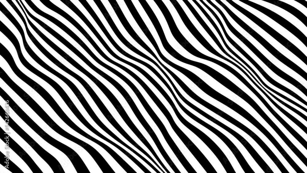 Poster abstract diagonal striped black and white optical illusion three dimensional geometrical wave shape 