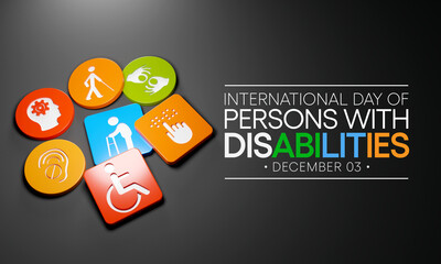 International Day of Persons with Disabilities (IDPD) is celebrated every year on 3 December. to raise awareness of the situation of disabled persons in all aspects of life. 3D Rendering