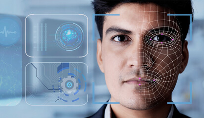 Authentication by facial recognition concept