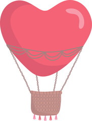 Doodle illustration of aero hot air balloon heart