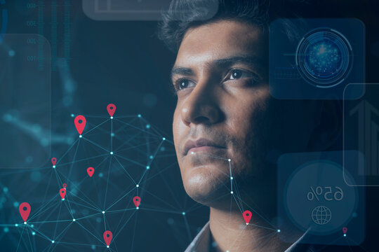 portrait of a man with virtual reality projections around hm 