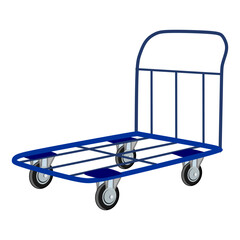 Empty luggage cart for transporting luggage at the airport and train station. Vector object on white background