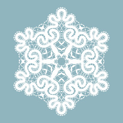 Decorative snowflakes from Vologda textile lace. Lace snowflakes from Russia. New Year's vector design in Russian style.