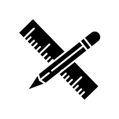 Pencil And Ruler Crossed glyph icon