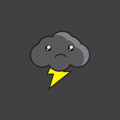 illustration vector graphic of cloud and lightening good for background in season rainy.