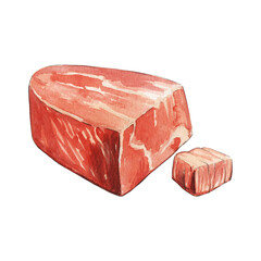 Raw meat watercolor illustration isolated on background