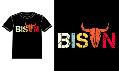 Bison Head Face Typography T-shirt Design