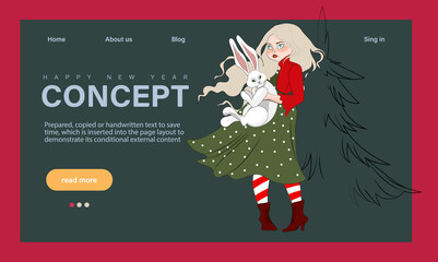 Winter Season Holidays, Corporate Party Event Celebration Landing Page Template. Tiny Characters Celebrate New Year at Huge 2023 