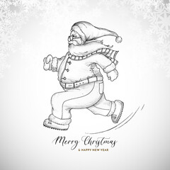 Merry Christmas festival greeting background with santa claus
