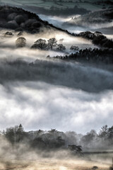 Misty valley landscape