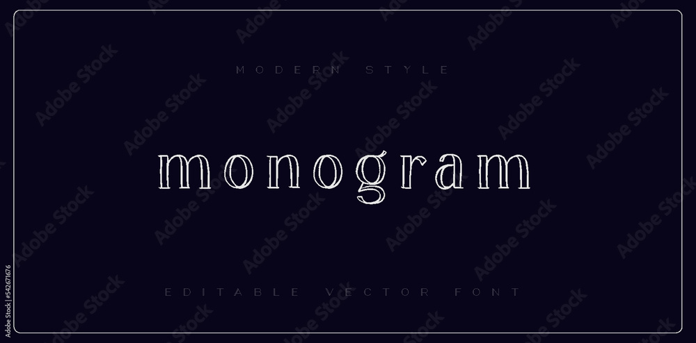 Poster monogram lined text minimal modern alphabet fonts template on dark background. abstract urban lined 