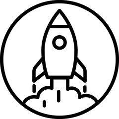 Start up, shuttle rocket line icon