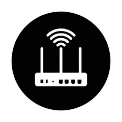 Internet, router, wifi, wireless icon. Black vector graphics.