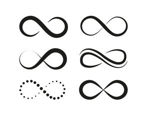 Infinity icon set. Infinity, eternity, infinite, endless, loop symbols vector