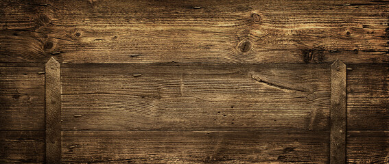 Old dark brown rustic wooden texture, wood background from old barn door, panorama, banner, long
- 542673266