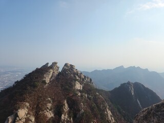 Bukhansan National Park - Baekundae Peak - autumn mountains. hiking Korean mountains. mountain...