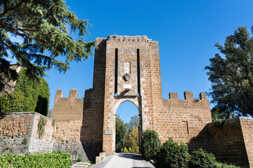 front view of the Rocca Gate in the town of Orvieto