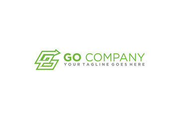 Go logo design initial go green letter arrow company