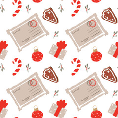set of vintage labels,seamless Christmas pattern