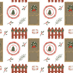 set of vintage, seamless pattern
