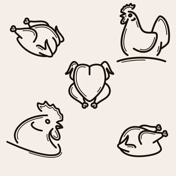 Chicken meat set. Collection icon chicken meat. Vector