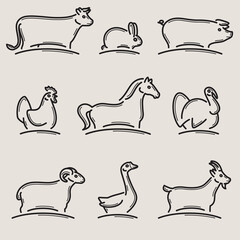 Farm animals set. Collection icon farm animals. Vector