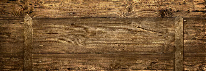 Old brown rustic wooden texture, wood background from old barn door, panorama, banner, long - 542677680