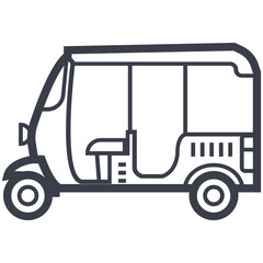 Auto Rickshaw Line Illustration