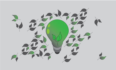 green thinking with light bulb energy symbol