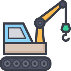 Concrete Bulldozer Colored Illustration