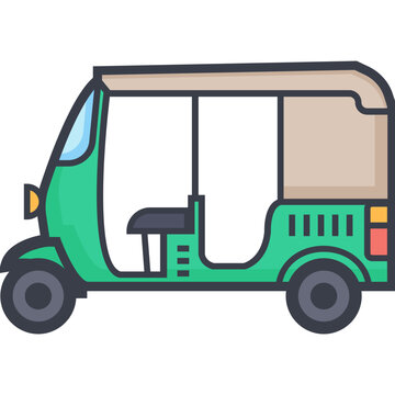 Auto Rickshaw Colored Illustration
