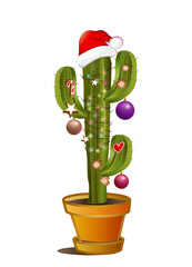 weihnachtlich geschmückter Kaktus für Weihnachten
