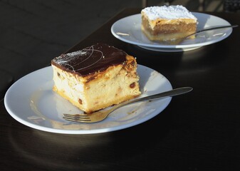 various tasty cakes as desserts close up