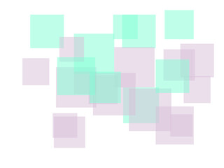 Abstract green violet squares overlay with white background