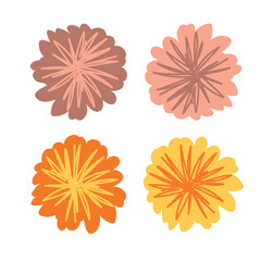 Simple Abstract hand drawn and doodle flowers Retro Botanical Nature contemporary modern trendy vector Elements illustration on white background.