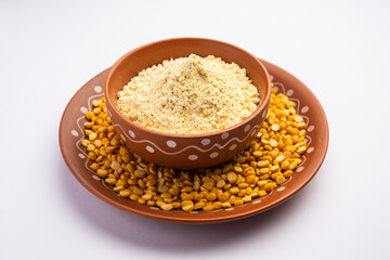 Besan, Gram Flour or chickpea flour is a powder made from ground chickpea known as Bengal gram