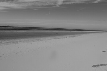A beautiful landscape shot at Crosby Beach in Liverpool, Merseyside. This photo is in black and...