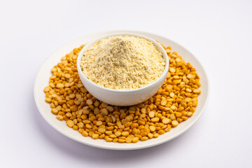 Besan, Gram Flour or chickpea flour is a powder made from ground chickpea known as Bengal gram