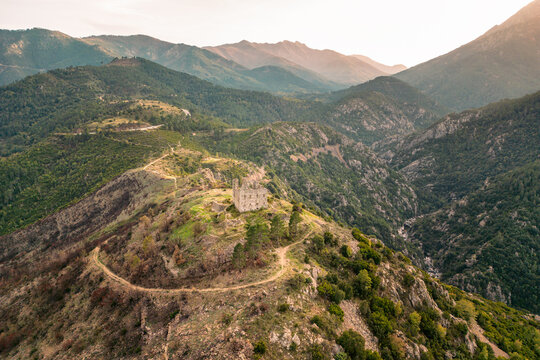 Aerial view of the fort of Pasciola constructed in 1771 near Vivario in Corsica