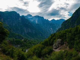 Fototapeta na wymiar Mountains in Theth valley in Albania